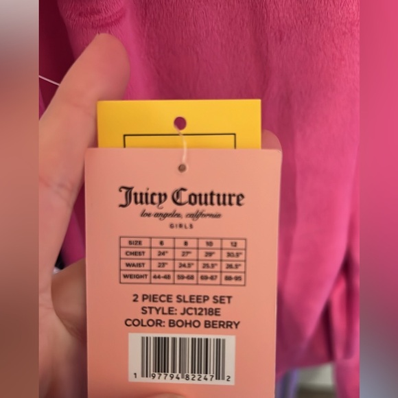 Juicy Couture Girls NWT Hot Pink Pajamas 2 Piece Short Sleeve and Long Pants - Picture 10 of 10